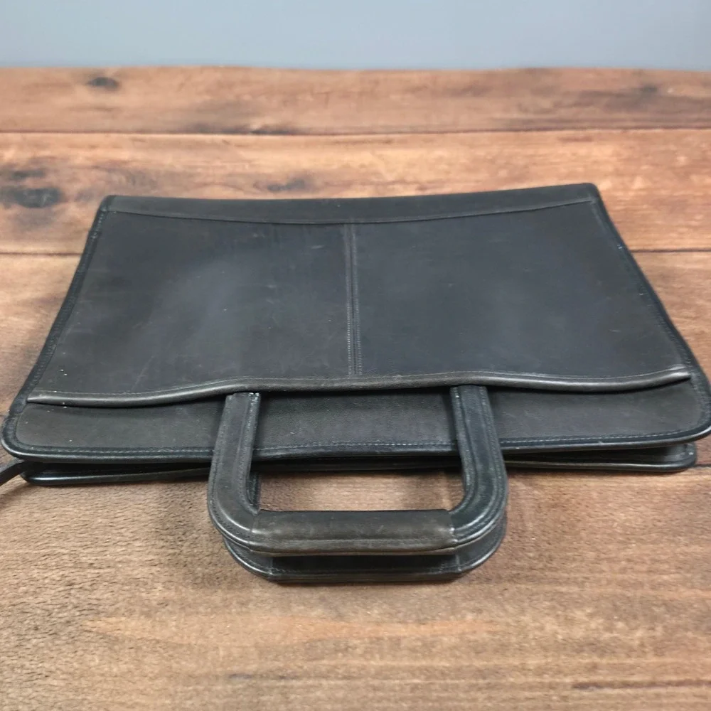 Coach Briefcase Mens OS Black Good Leather Slim Document Bag 5203 USA